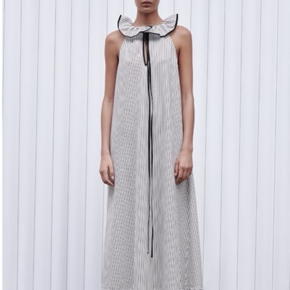 ZARA black & white striped sleeveless dress. Size Large.